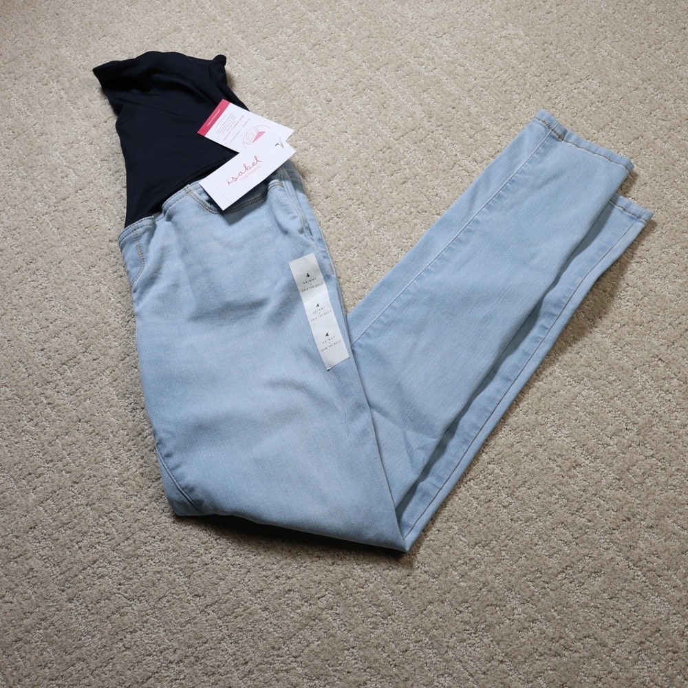 Isabel Maternity by Ingrid & Isabel Skinny Over the Belly Jeans Light Blue 4